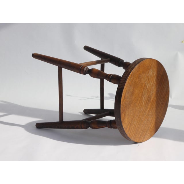 Wood Antique English Round Wooden Stool For Sale - Image 7 of 12