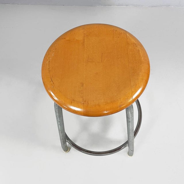 Mid-Century Modern Italian Wooden and Metal Stool by Embru, 1960s For Sale - Image 3 of 15