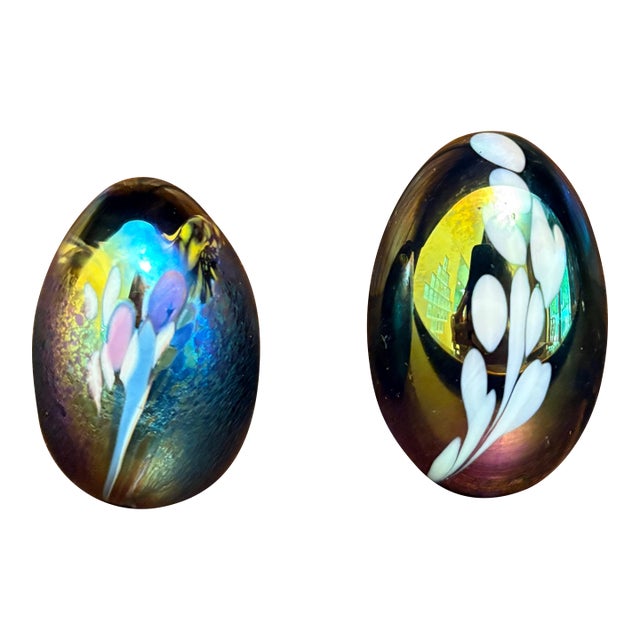 Mount St. Helens Studio Art Glass Paperweights — Set of 2 (1982 & 1984) For Sale