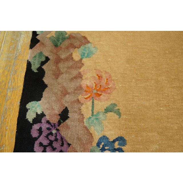 1920s 1920s Tan Camel Floral Antique Chinese Art Deco Rug 3' X 4'8'' by Nichols Workshop Wool Knotted Carpet For Sale - Image 5 of 8