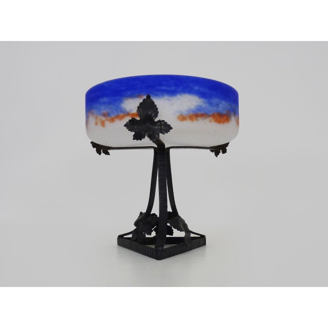1920s Art Nouveau Centerpiece in Glass Paste and Wrought Iron from Verrerie d'Art Degué, 1920s For Sale - Image 5 of 10