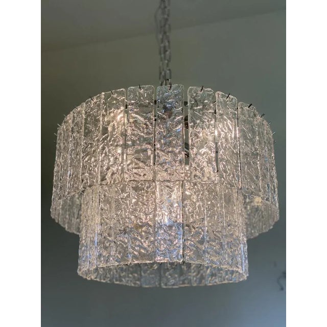 Metal Large Oval Diamond Listelli Murano Glass Chandelier from Simoeng For Sale - Image 7 of 12