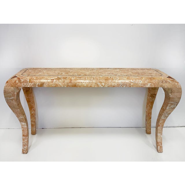 Vintage Maitland Smith Tessellated Stone Console, Cabriolet Legs For Sale - Image 9 of 9