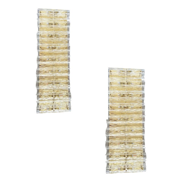 Brass and Murano Glass Flush Mount Wall Sconces by Simoeng, Set of 2 For Sale