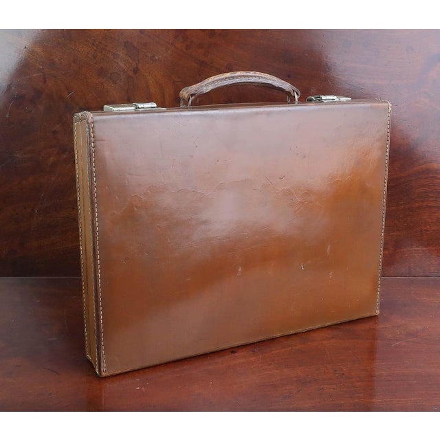 Vintage English Brown Leather Attache or Briefcase, 1920s For Sale - Image 3 of 13