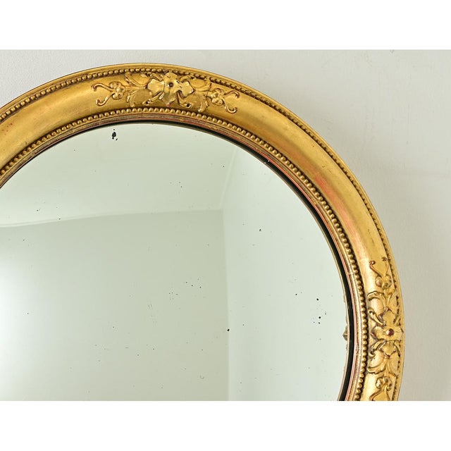 English 19th Century Round Gilt Convex Mirror For Sale - Image 4 of 8