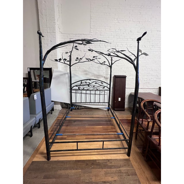 Queen Size Simply Santa Fe Bespoke Wrought Iron Botanical Canopy Bed Frame For Sale - Image 12 of 12
