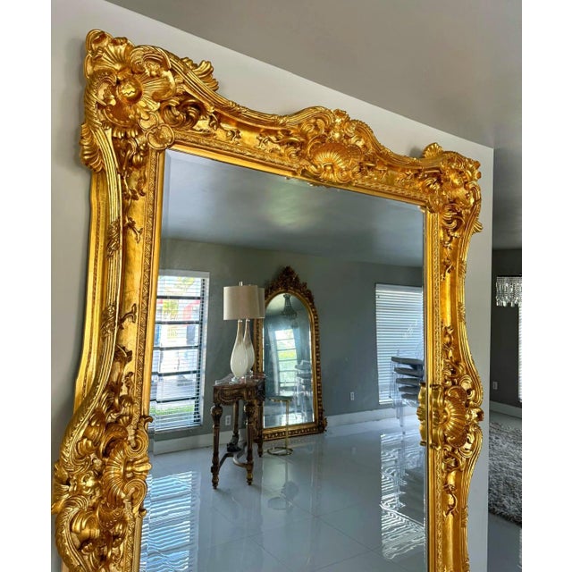 1990s French Style Baroque Wall Mirror – 7.5 Ft Tall Statement Mirror For Sale - Image 5 of 11