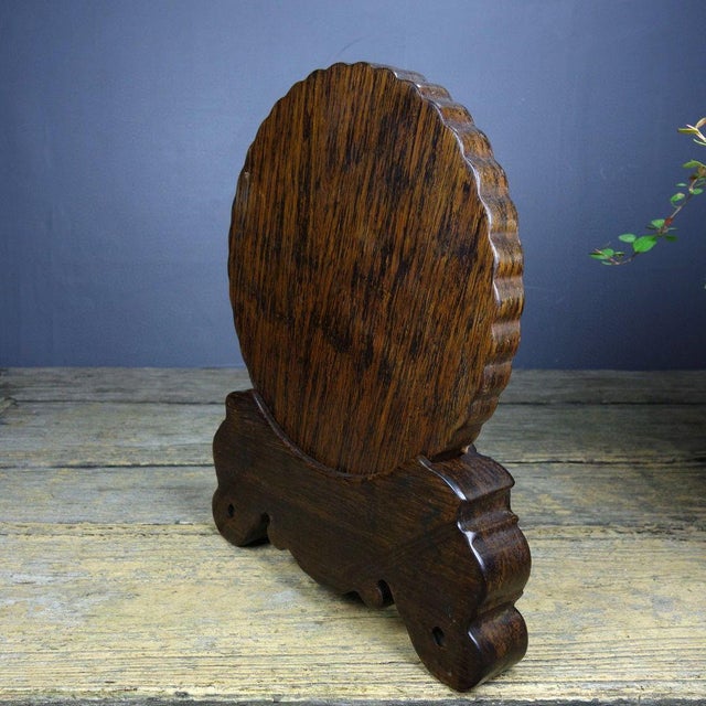Wood Sandalwood Gilt Carved Qilin Screen on Stand | Chinese Chinoiserie Table Sculpture For Sale - Image 7 of 9