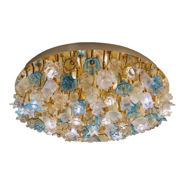 Lively Floreal Multicolor Murano Glass Gold Flush Mount by Simoeng for Simoeng For Sale - Image 6 of 6