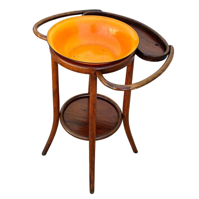 Wood Late Victorian Bent Oak Wash Shaving Stand W/ Bowl by Thonet For Sale - Image 7 of 9