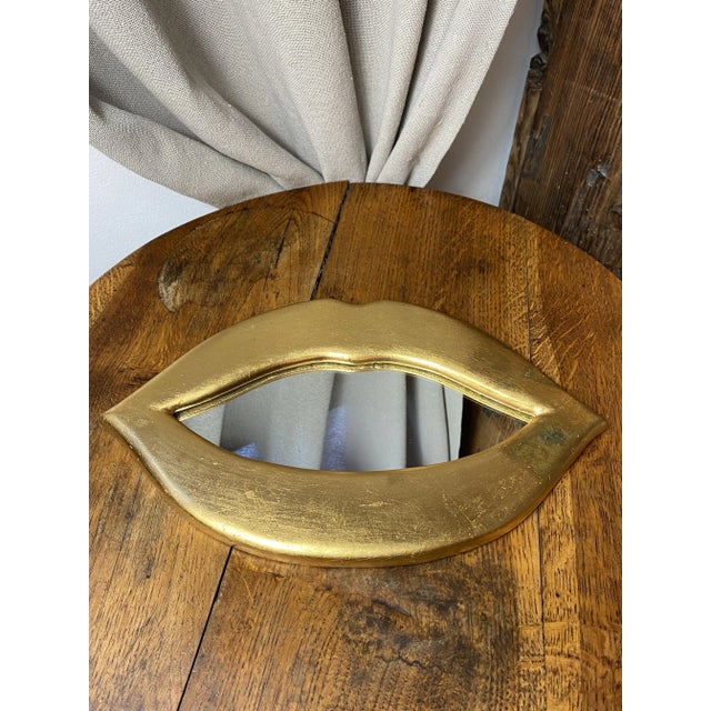 Gold Leaf Plaster Lip Mirror, 1970s For Sale - Image 11 of 12