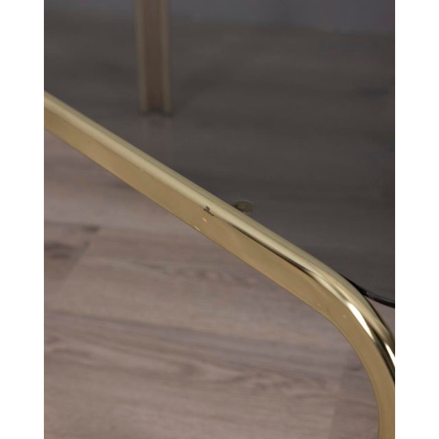 Vintage Italian Coffee Table in Gilt Brass and Smoked Glass, 1970s For Sale - Image 6 of 8