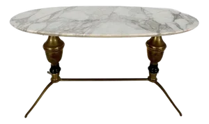 Vintage Brass and Marble Coffee Table, Italy, 1950s