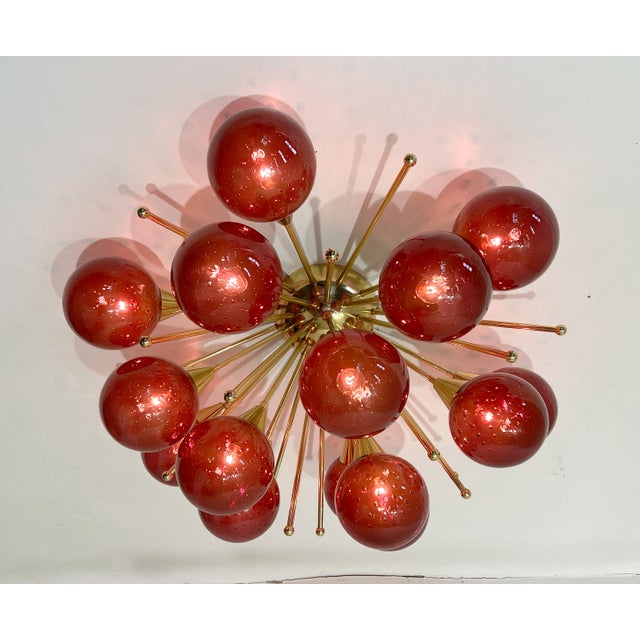 21st Century Mezzo Polished Brass Amethyst Bubbles Murano Flush Mount by Fabio LTD For Sale - Image 6 of 9