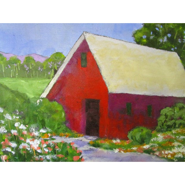 California Red Barn 11x14 Lynne French Landscape Oil Painting For Sale - Image 4 of 5
