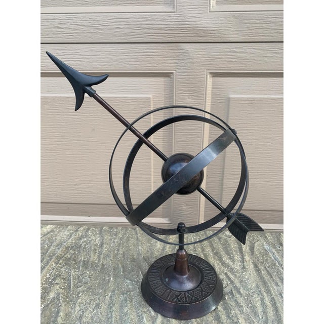 Metal Late 20th Century Black Iron Armillary Globe Sculpture – Traditional Landscape & Garden Decor For Sale - Image 7 of 8