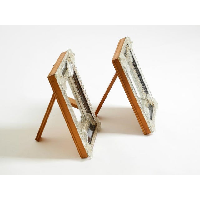 Wood Mid-Century Modern Table Mirrors with Murano Glass Rosettes, 1950s, Set of 2 For Sale - Image 7 of 18