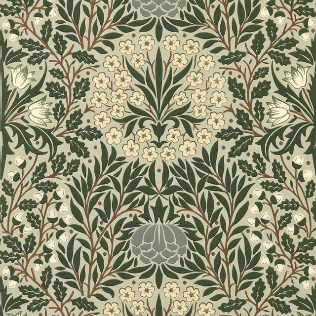 Morris & Co. Daisy & Oak Wallpaper in Sage/Forest- a sample For Sale