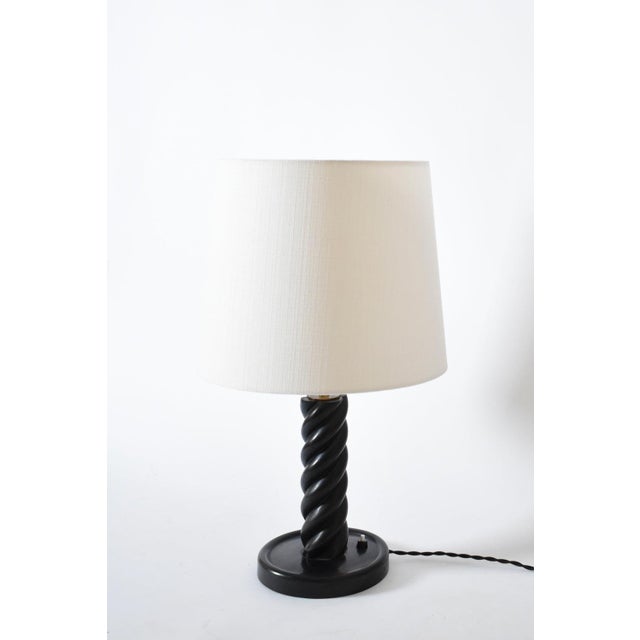 Turned Ebonised Column Table Lamp, 1960s. For Sale - Image 4 of 5