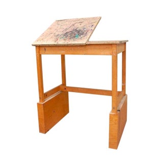 Unique Vintage Art Table with Adjustable Easel For Sale