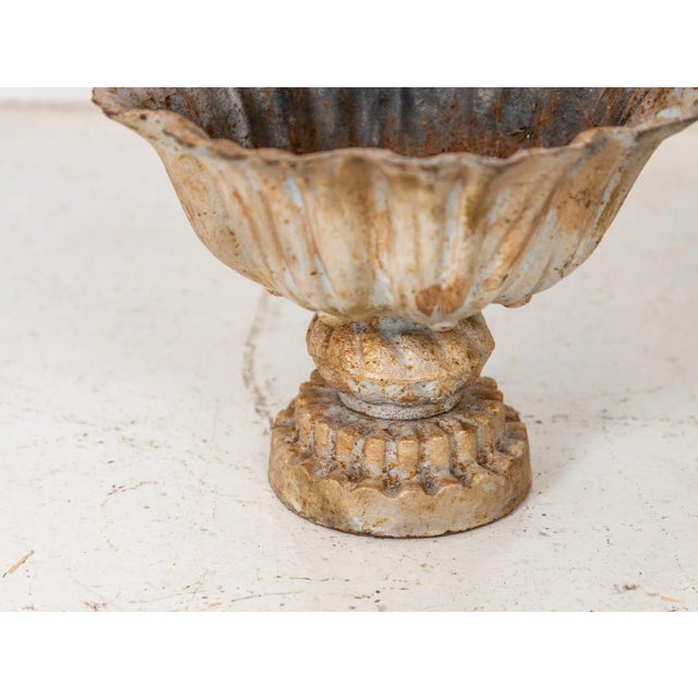 Pair of Verdigris Painted Iron Tazzas or Urns, English Late 20th Century For Sale - Image 10 of 10