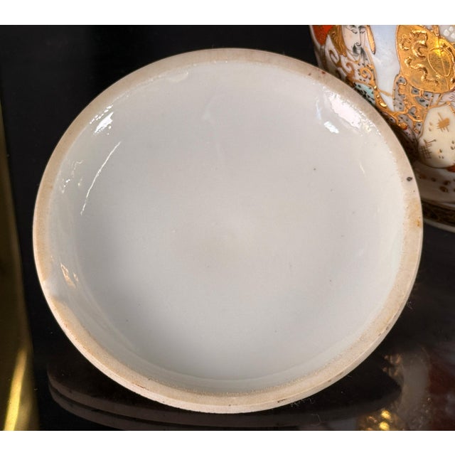 Antique 19th C. Japanese Meiji Period Porcelain Lidded Jar With Figural Enamel and Gilt Decoration For Sale - Image 10 of 11