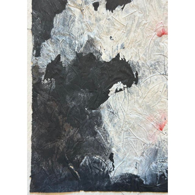 1970s Mid 20th Century Color Saturated Mixed Media Abstract Floral Still Life on Fibrous Hand Made Paper C.1970 For Sale - Image 5 of 12