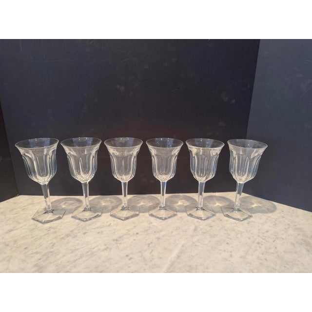 Mid 20th Century Baccarat Crystal Harcourt Pattern Wine Glasses-Set of Six For Sale - Image 5 of 5