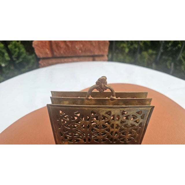 Art Nouveau Brass Napkin Stand with Letters and Griffin Base, 1890s For Sale - Image 4 of 9