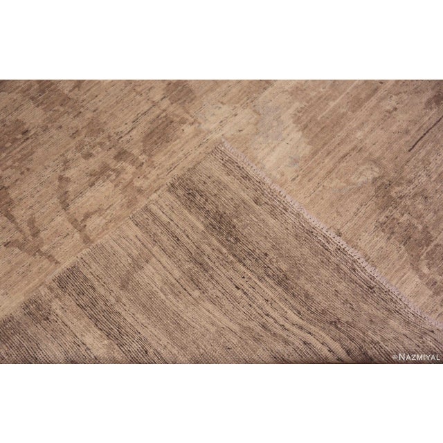 Textile Handmade Modern Neutral Brown Pomegranate Design Wool Area Rug For Sale - Image 7 of 7
