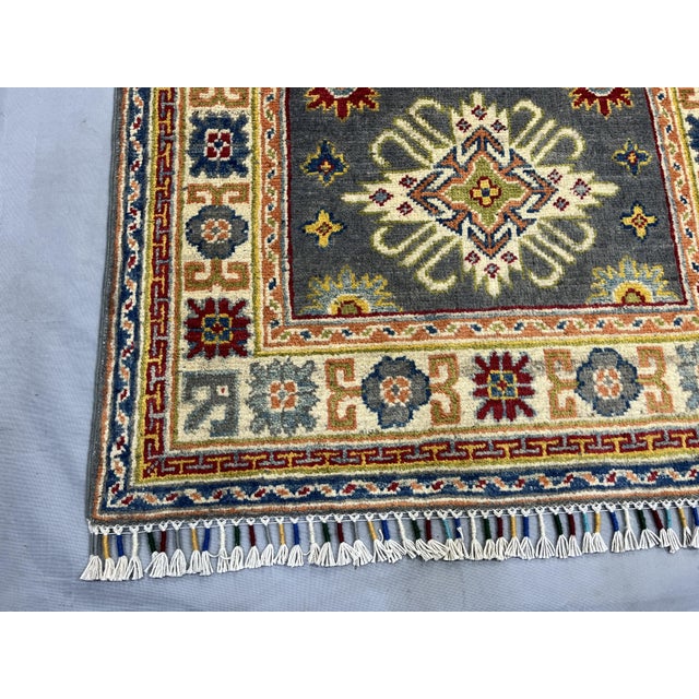 Charcoal Gray and Cream Kazak Wool Runner Rug With Tribal Motifs, 2'9" X 9'8" For Sale - Image 13 of 13