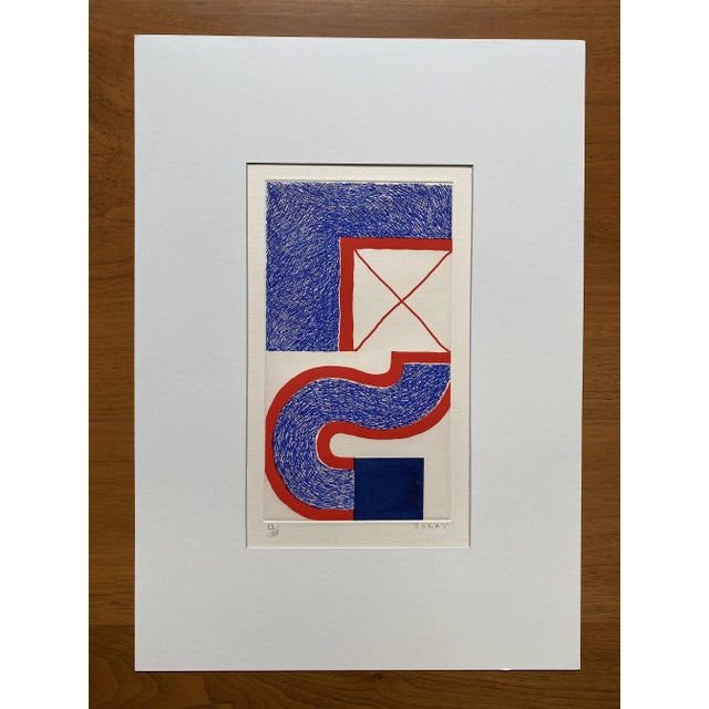 Kumi Sugaï, Bleu, 1996, Copperplate Etching, Framed For Sale - Image 10 of 15