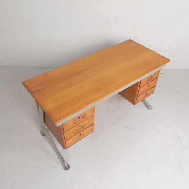 Mid-Century Modern Industrial Desk with Drawer Units, Belgium, 1960s For Sale - Image 3 of 18