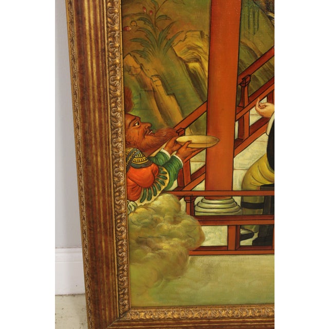 1990s Two Arhats Framed Chinese Oil Painting on Canvas For Sale - Image 5 of 10