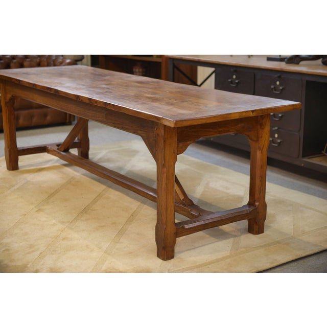 Large Elm Farmhouse Table, 1950s For Sale - Image 4 of 15