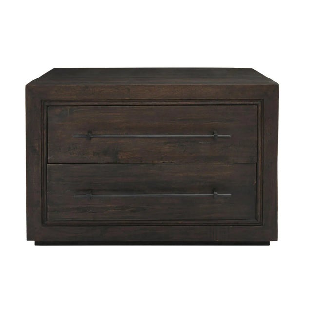 Wood Modern Espresso Two Drawer Nightstand For Sale - Image 7 of 7