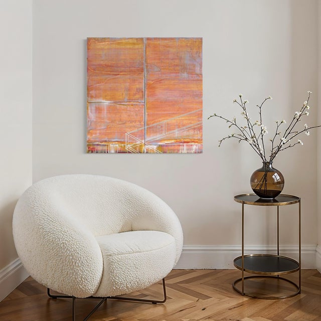 Contemporary Rebecca Koury Original "Moving Light" Amber Coral Contemporary Abstract Painting, Acrylic on Canvas, Carmel California Art, 2021 For Sale - Image 3 of 4