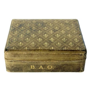 Antique Florentine Fleur De Lis Leather Box For Sale