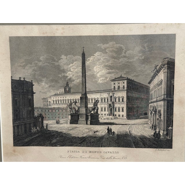 Gray 1843 Gaetano Cottafavi “Piazza Di Monte Cavallo” Rome Engraving, Framed For Sale - Image 8 of 9