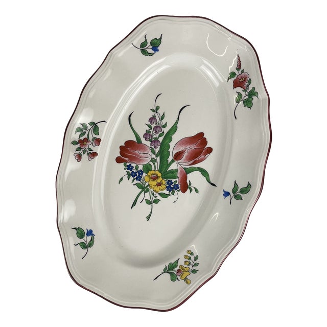 Small Oval Réverbère Model Dish with Flat End from KG Lunéville, 1980s For Sale