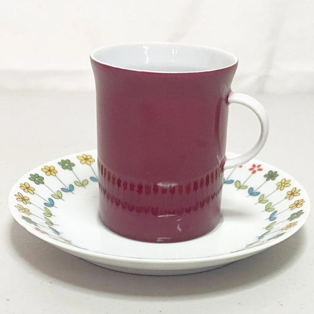 A 10-piece porcelain tea cup set in the Piemonte & Purple Secunda patterns designed by fashion icon Emilio Pucci and Hans...