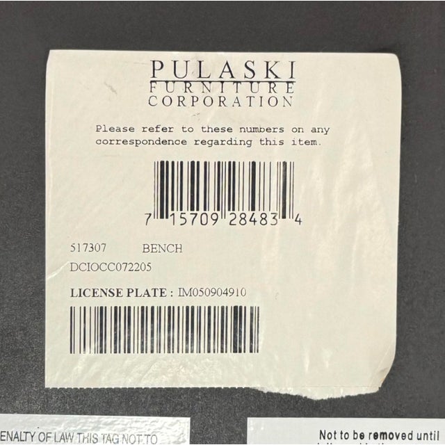 Vintage Pulaski Scroll Arm Bench For Sale - Image 9 of 9
