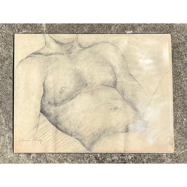 Cream Vintage Original Nude Male Sketch For Sale - Image 8 of 12