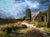 Early 20th Century Storm Over the Heath With Thatched Cottage Oil Painting For Sale