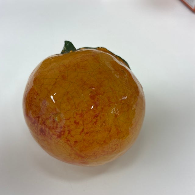 Orange Rare!! Vintage Arte Italica Puccini Style Glazed Pottery Oranges - Set of 2 For Sale - Image 8 of 9