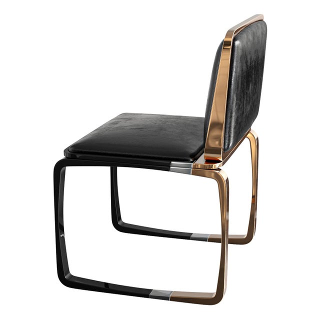 "Modena" Chair With Bronze and Stainless Steel, Handcrafted For Sale - Image 4 of 6