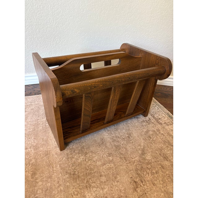 Mid-Century Modern Vintage Leick Solid Oak Magazine Rack by Furniture by Leick, Sheboygan, Wisconsin For Sale - Image 3 of 9