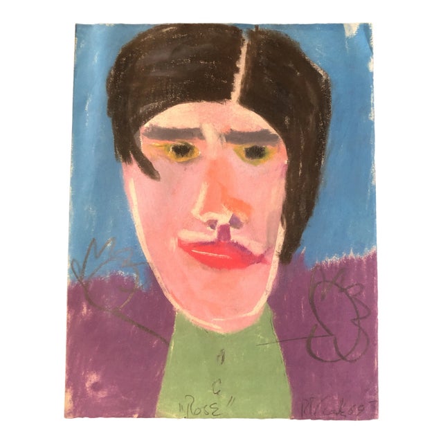 Original Robert Cooke Abstract Pastel Portrait 1960’s “Rose” For Sale