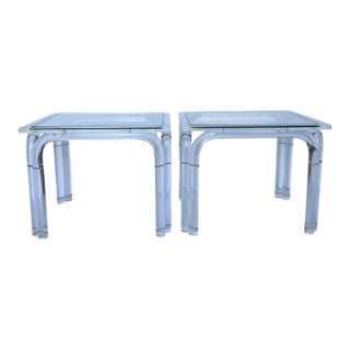Charles Hollis Jones Style Lucite Coffee Cocktail Tables or End Tables, Pair For Sale